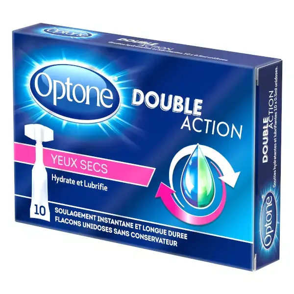 Optone Doble Acción Ojos Secos Hidrata y Lubrica 10 unidosis