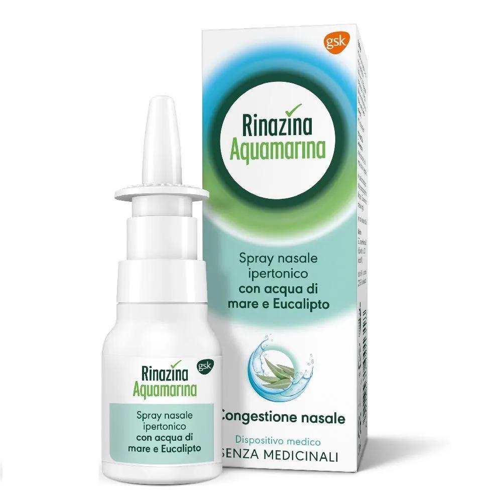 Rinazina Aquamarina Spray Nasale Ipertonico Decongestionante Raffreddore Acqua Mare Eucalipto 20 ml