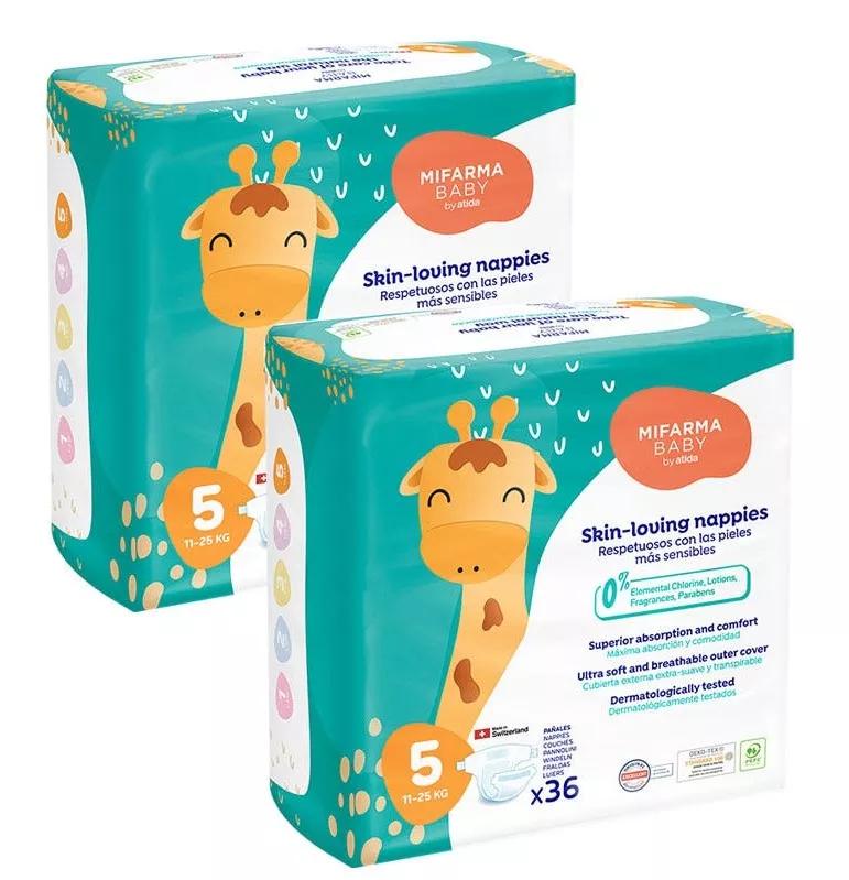 Mifarma Baby Pañales T5 (11-25 kg) 2x36 uds