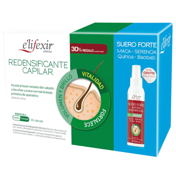 Elifexir Essential Redensifying Capillary 2x30 Kapseln + Forte Serum gegen Haarausfall 35 ml
