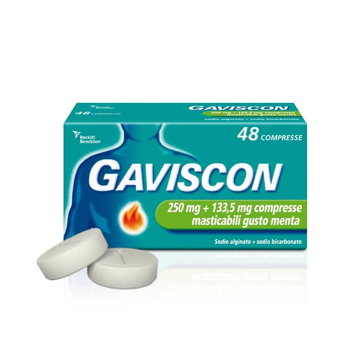 Gaviscon Compresse Masticabili Aroma Menta 250 mg + 133,5 mg 48 Compresse