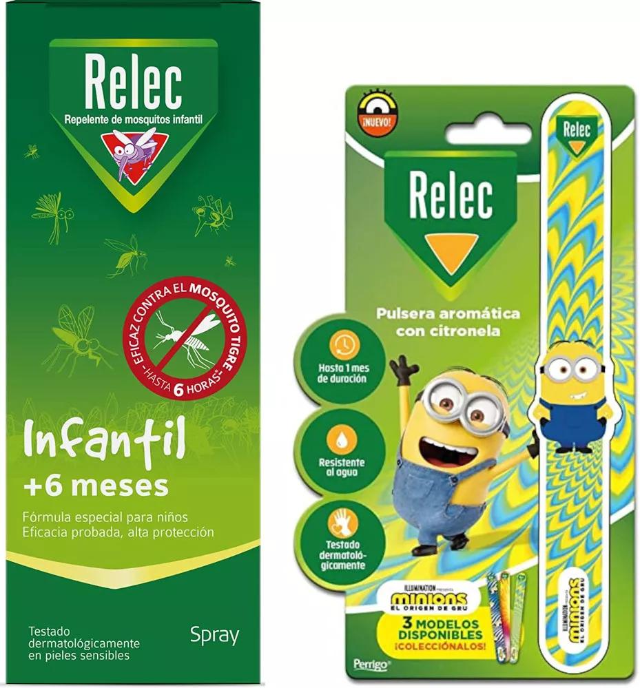 Relec Antimosquitos Infantil + 6 meses 100ml + Pulsera Niños Minions Amarillo