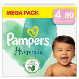 Pampers Harmonie Couches Taille 4 80 Couches 9kg - 14kg Protection Douce Pour La Peau