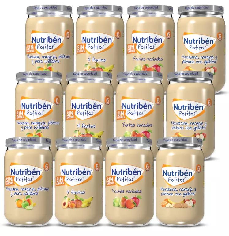 Vasi di frutta assortiti Nutribén +6m 12 unità