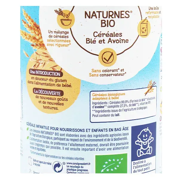 Nestlé Naturnes Céréales Blé & Avoine Bio 240g