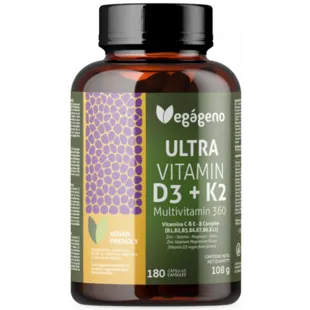 Vegan Ultravitamin D3-K2 Multivitamin 360 180 Capsules