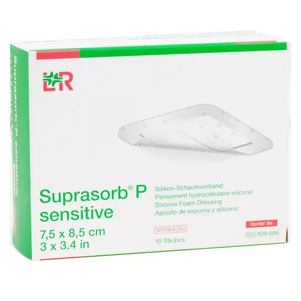 L&R Suprasorb P Sensitive Border Lite Cerotto Silicone 7,5cm X 8,5cm 10 unità