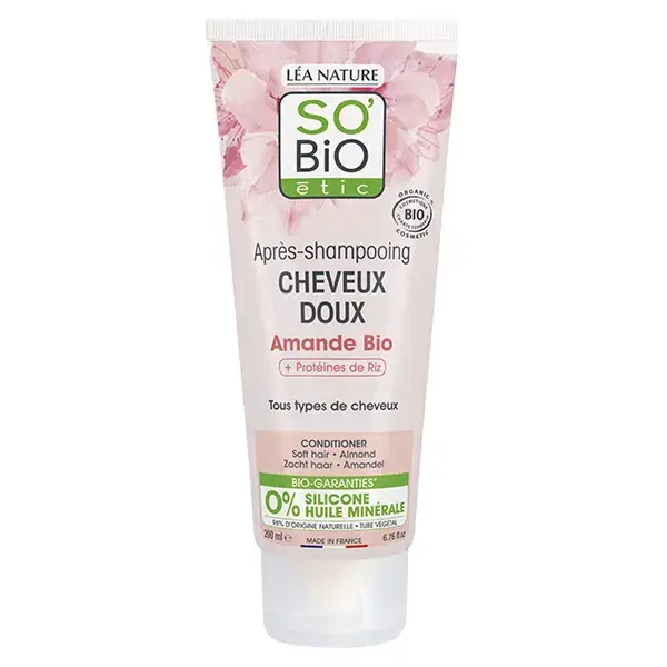 So'Bio Étic Cheveux Doux Après-Shampoing Amande & Protéines de Riz Bio 200ml