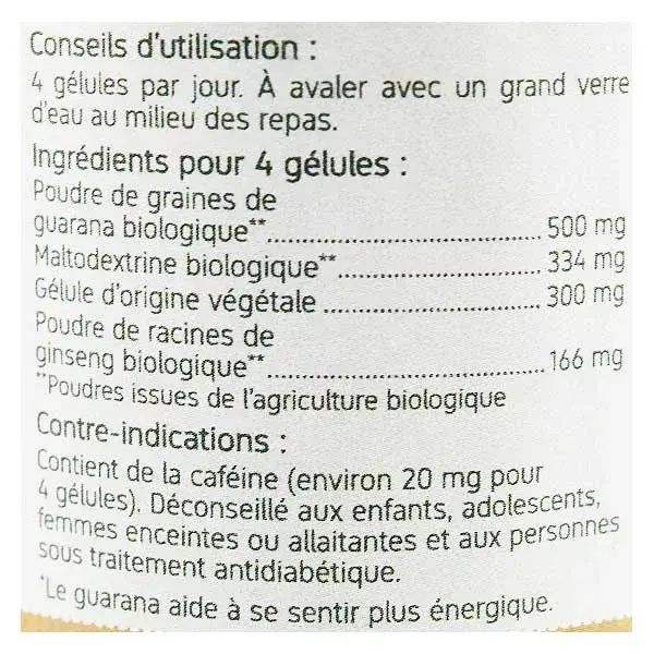 Guarana Bio En Gélules - 200 Gélules - Complément Alimentaire énergie & Minceur - Fabriqué En France