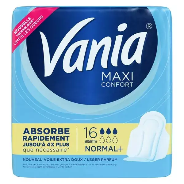 Vania Maxi Confort Normal+ Serviettes Périodiques 16 unités