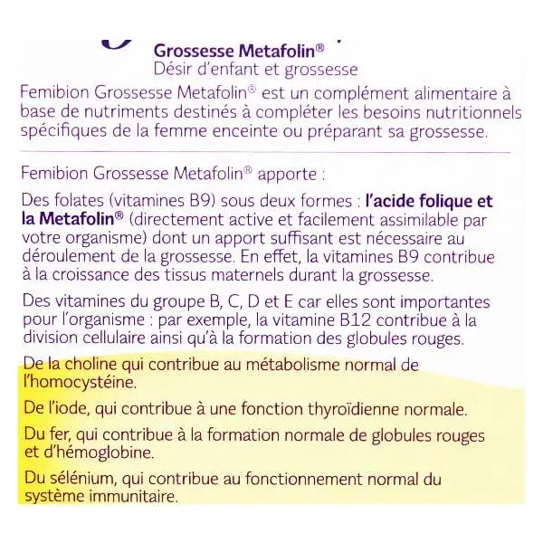 Femibion Grossesse Metafolin for Pregnancy 60 Tablets