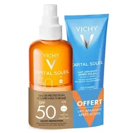 Vichy Eau Solaire Sublimateur de Hâle SPF50 et Lait Apaisant Après-Soleil Offert