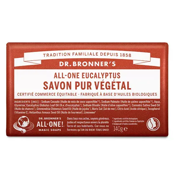 Dr Bronner's Savon Pur Végétal Eucalyptus 140g