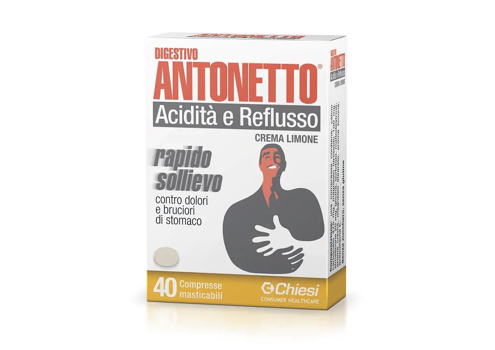 Digestivo Antonetto Acidità e Reflusso Integratore Gusto Limone 40 Compresse