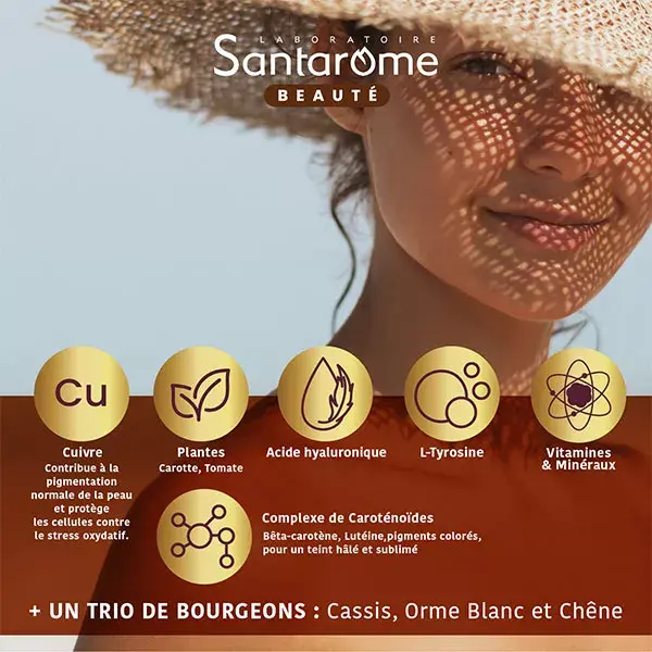 Santarome, Sublime Soleil 2 en 1, Préparateur solaire, Autobronzant 30 gummies