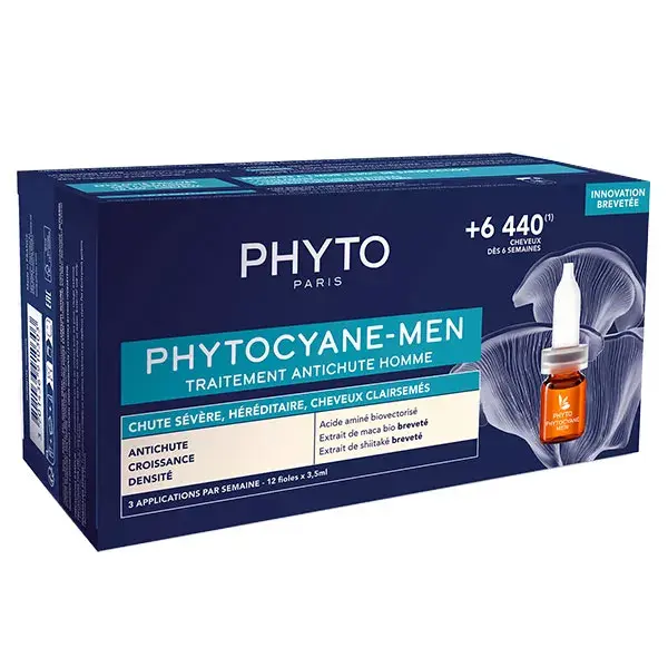 Phyto PhytoCyane Traitement Anti-Chute Men Chute Sévère 12 fioles