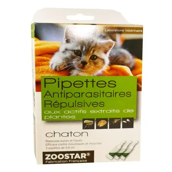Zoostar Pipettes Antiparasitaires Répulsives Chaton 3 pipettes