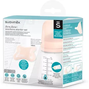 Ensemble nouveau-né Suavinex ZeroZero avec biberon à débit adaptable de 180 ml + tétine