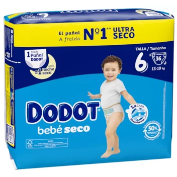 Dodot - Paquete de pañales bebé seco talla 6 - 36 unidades