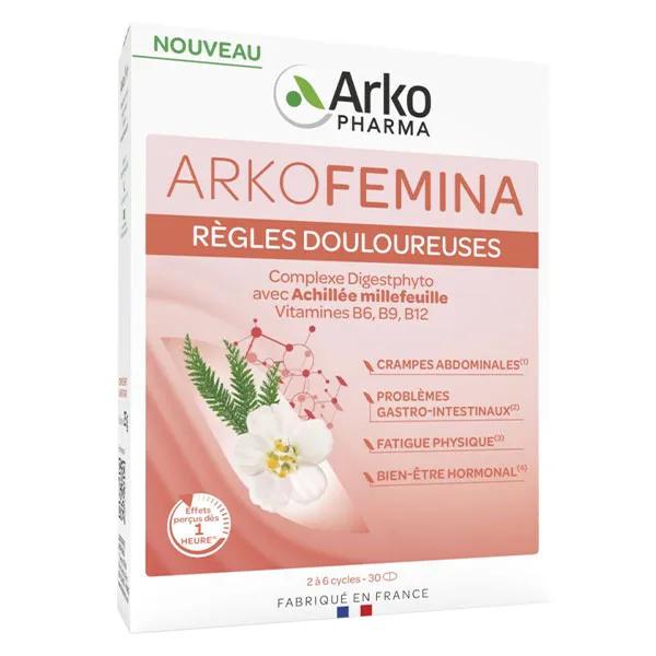 Arkopharma Arkofemina Règles Douloureuses Achillée millefeuille, Vitamines B6, B9, B12 30 gélules