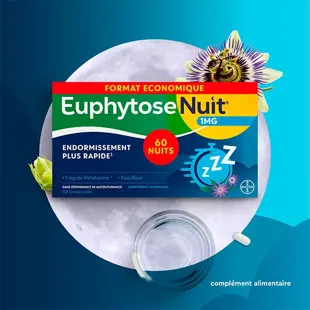 Euphytose Night 1 MG di Melatonina per un rapido addormentamento - 60 Compresse