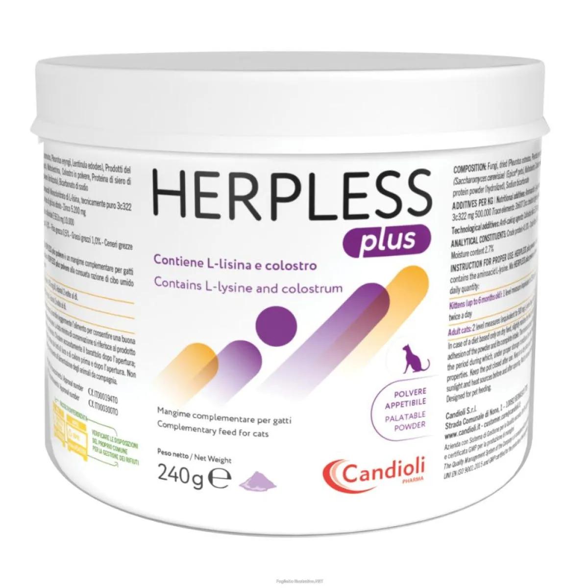 Candioli Herpless Plus Integratore Infezioni Herpes Polvere Gatti 240 Gr