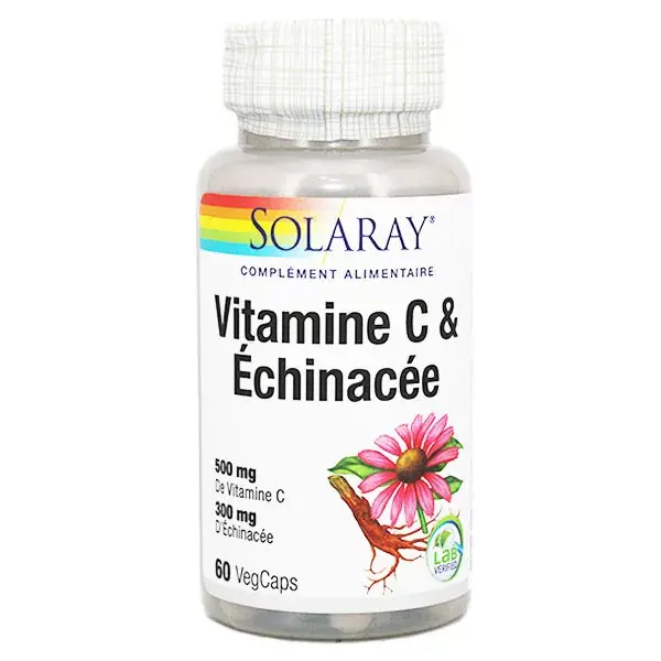 Solaray Vitamine C & Echinacée 60 cápsulas blandas