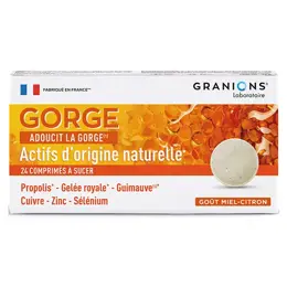 Granions Gorge Adoucit la Gorge Goût Miel Citron 24 comprimés à sucer