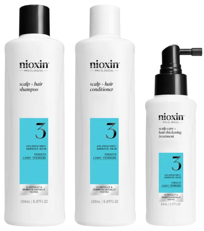 Nioxin 3 Shampooing Affaiblissant Doux Cheveux Colorés 150 ml + Après-Shampooing 150 ml + Traitement 50 ml