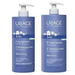 Uriage Bébé 1ère Crème Lavante Visage Corps 1L + Uriage Bébé 1er Lait Hydratant Visage Corps 500ml