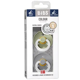 Bibs Chupetes Nocturnos Talla 1 0-6 Meses Verde y Gris 2 Uds