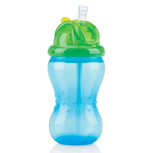 Nûby Copa Flip-It paja antigoteo verde y azul + 12 m 355 ml