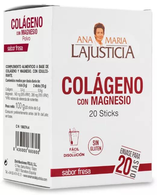 Ana Maria LaJusticia Colágeno con Magnesio 20 Stick Sabor Fresa