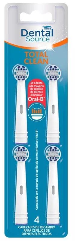Dental Source Total Clean Cabezales Recambio Cepillo Eléctrico 4 uds