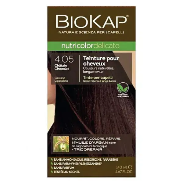 Biokap Nutricolor Delicato Teinture pour Cheveux 4.05 Châtain Chocolat 140ml