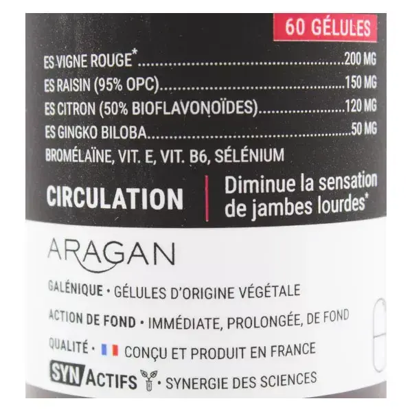 Aragan - Synactifs - Circactifs® - Circulation - Vigne Rouge - 60 gélules