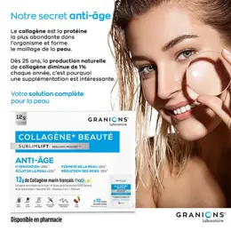 GRANIONS - Collagene Marin Poudre Beauté SUBLIMLIFT - Goût Cerise - 10 sachets