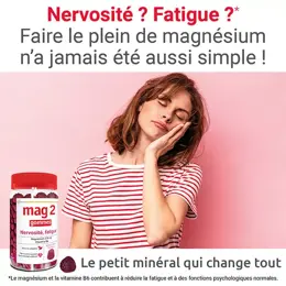 MAG 2 Gommes Framboise Magnésium Vitamine B6 Fatigue Nervosité 45 gommes