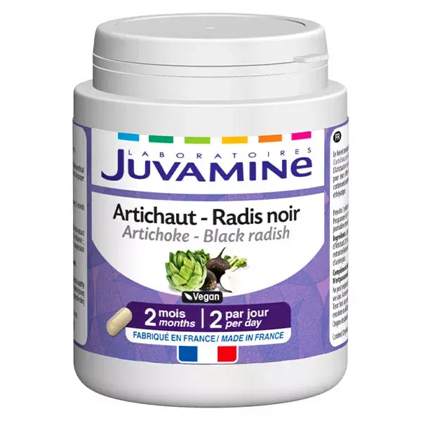 Juvamine Alcachofa Rábano Negro - cura de 2 meses - 120 Cápsulas Vegetales