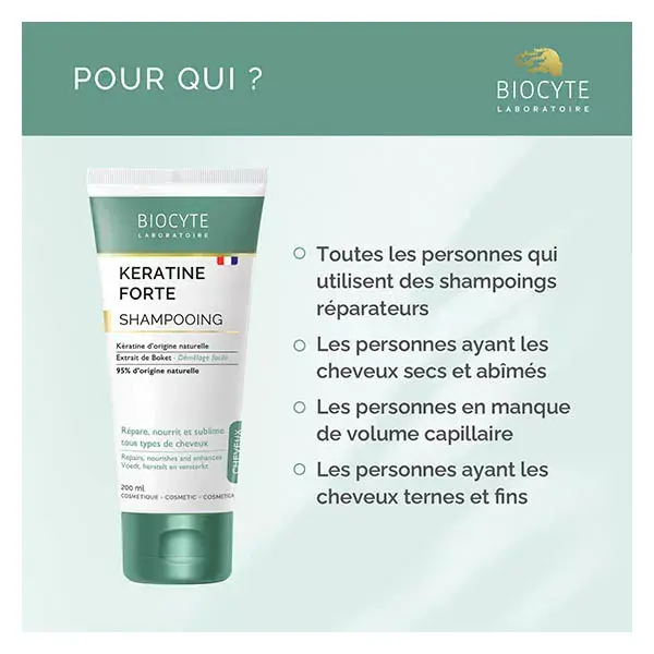 Biocyte Kératine Forte Shampoing Soin des Cheveux Kératine et Boket 200ml