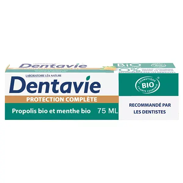 Dentavie Dentifrice Protection Complète Propolis et Extrait de Menthe Bio 75ml