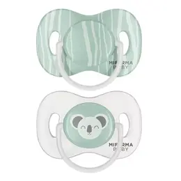 Mifarma Baby Sucette Jour et Nuit Physiologique Silicone +6m Panda Vert Lot de 2