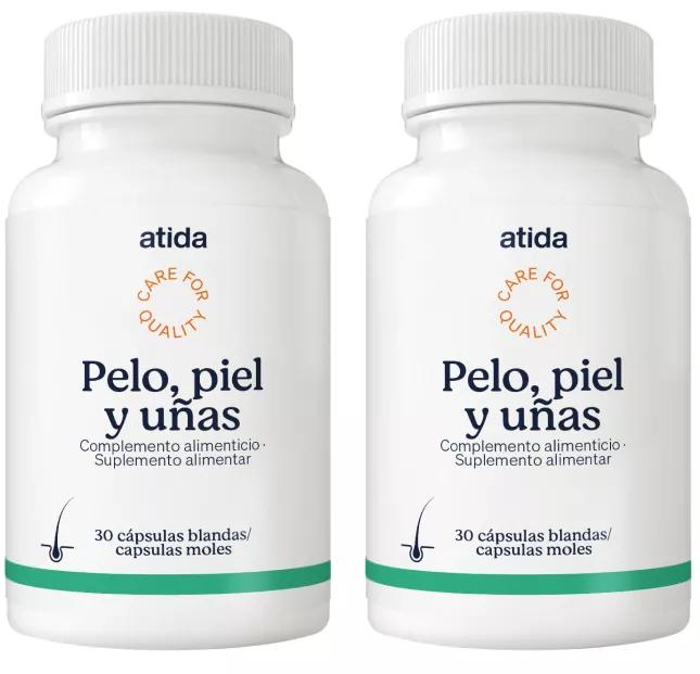Vitamines Atida Cheveux, Peau et Ongles 2x30 Capsules Molles