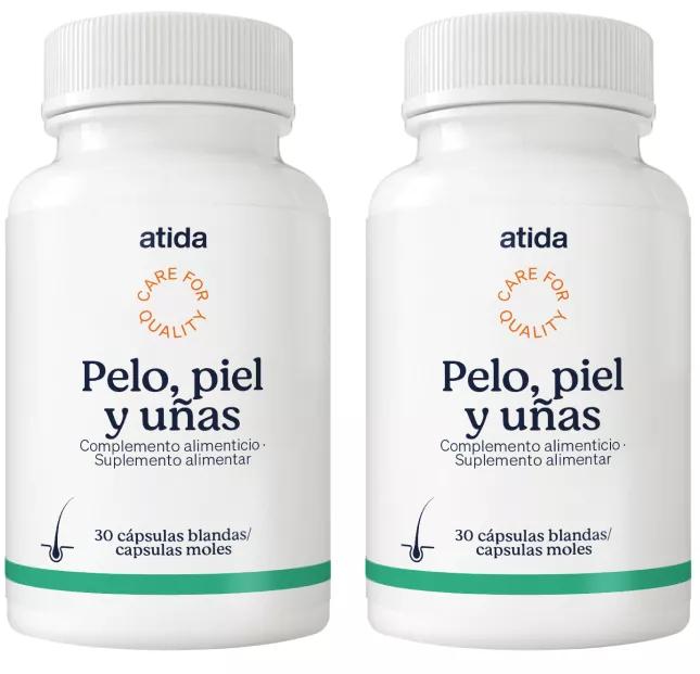 Atida Vitaminas para Cabelos, Pele e Unhas 2x30 Cápsulas Moles