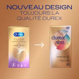 Durex Préservatifs Nude Sans Latex - 10 Préservatifs Sensation Peau Contre Peau