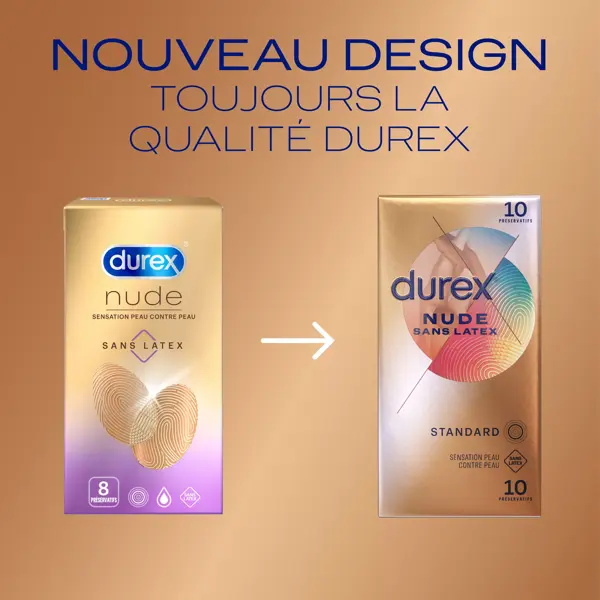 Durex Préservatifs Nude Sans Latex - 10 Préservatifs Sensation Peau Contre Peau