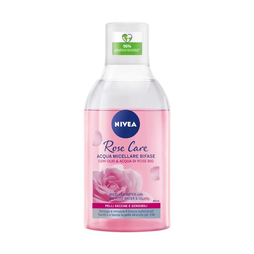 Nivea Rose Care Acqua Micellare Bifase Detergente Viso e Occhi Struccante Lenitivo 400 ml 