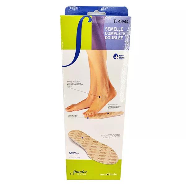 Plantilla de silicona Sanator con forro completo, talla 43-44, 1 par