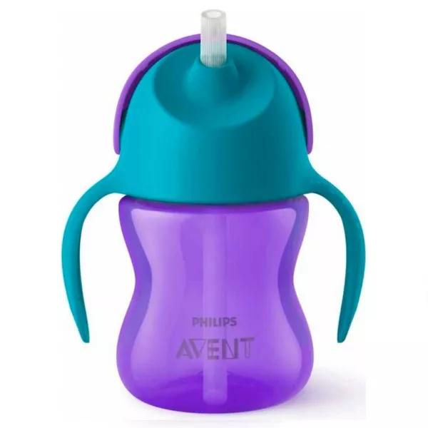 Avent Taza con Pajilla Lila Azul 200ml