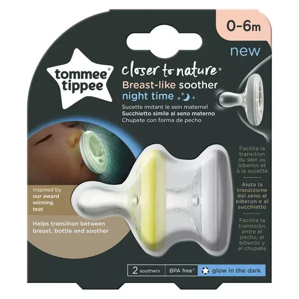 Tommee Tippee Sucette Closer to Nature Nuit Fluorescente 0-6m Lot de 2